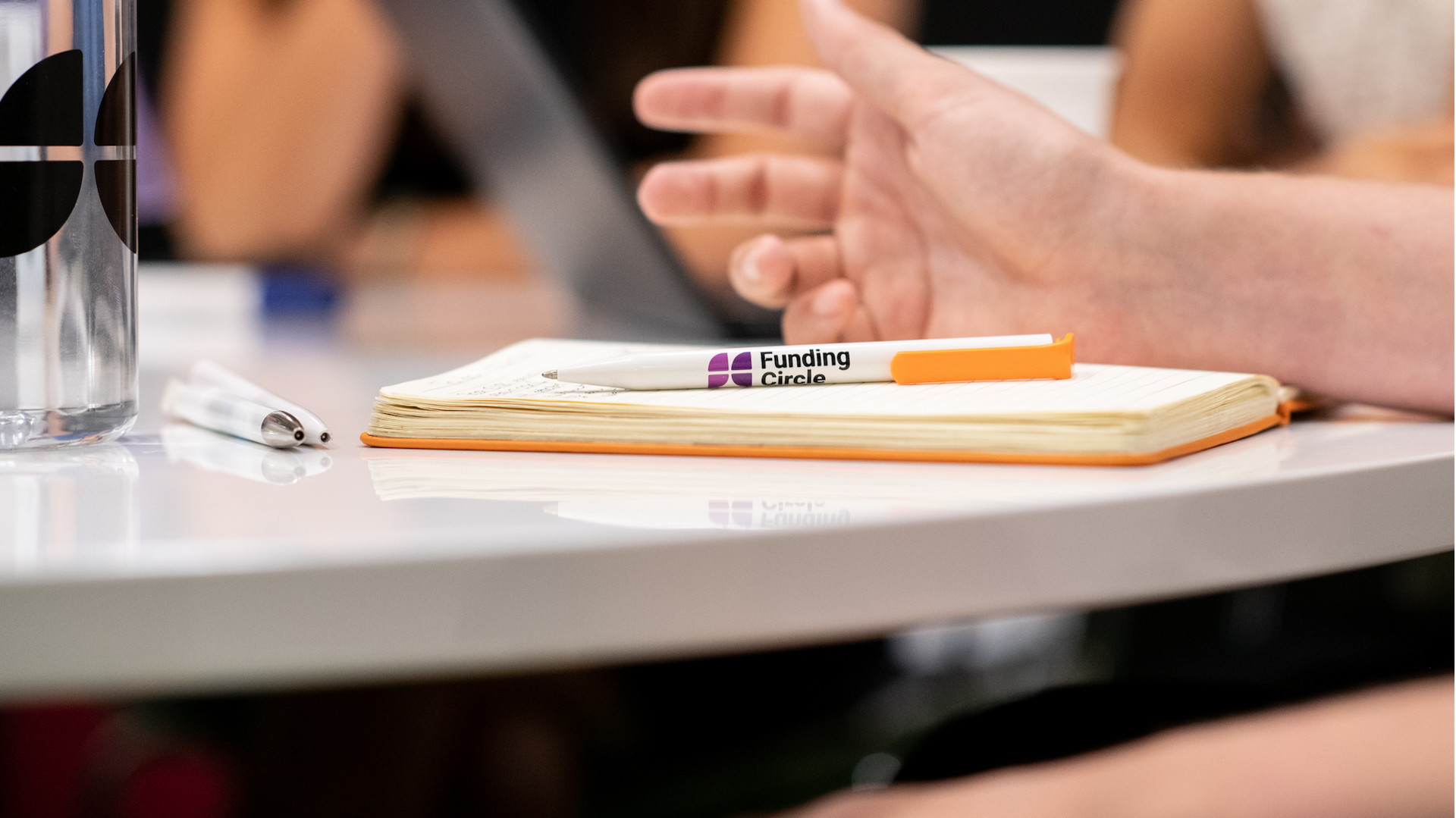 Funding circle pen on table